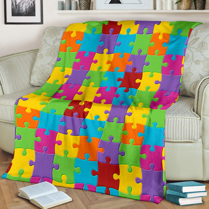 Autism Awareness Pattern Print Design 02 Premium Blanket