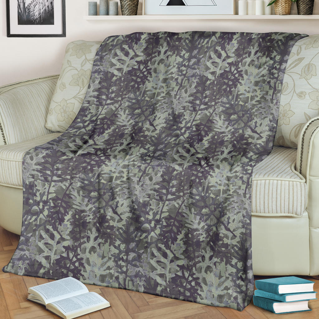 Camouflage Fern Pattern Print Design 05 Premium Blanket
