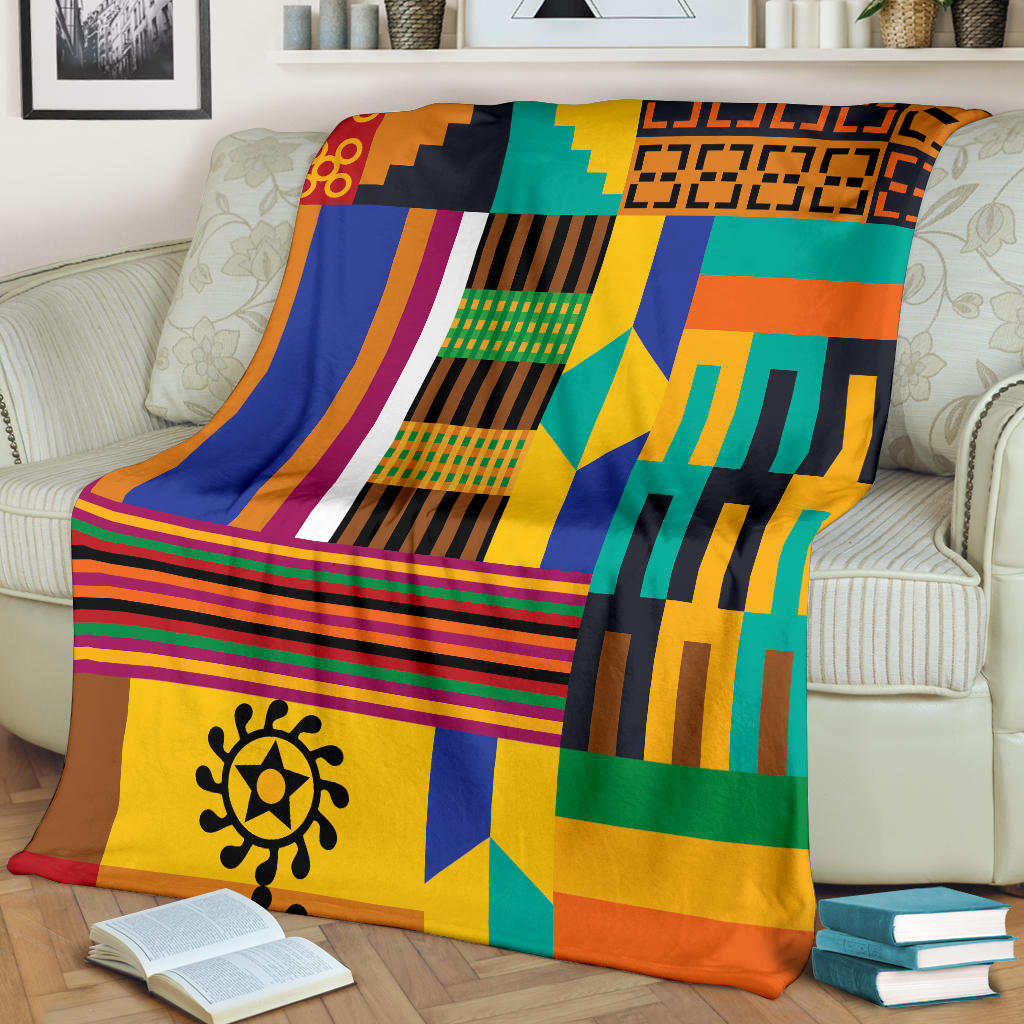 Kente Pattern Print Design 03 Premium Blanket