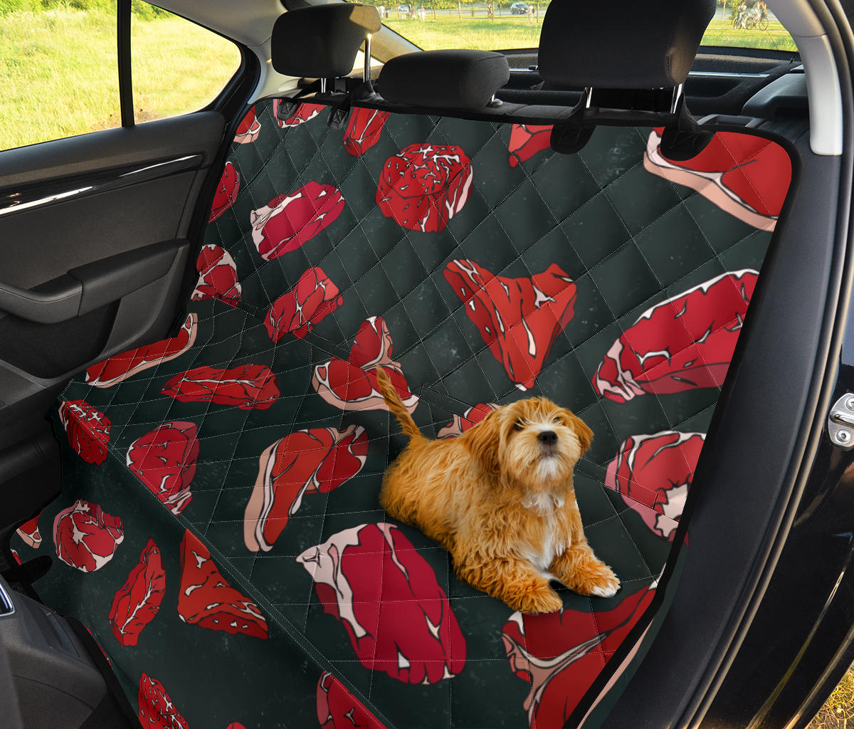 Meat Pattern Print Design 01 Rear Dog Car Seat Cover Hammock