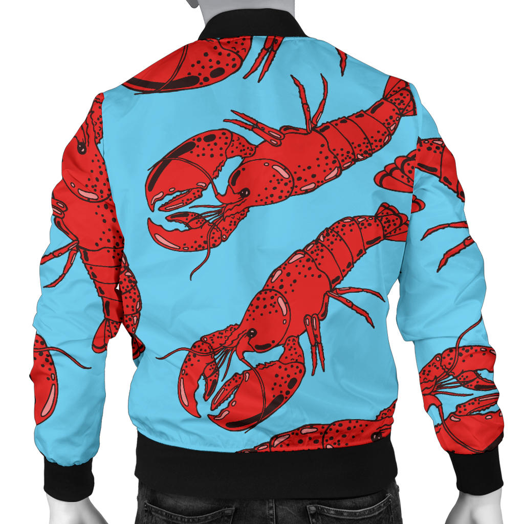 Lobster Red Pattern Print Design 03 Men Bomber Jacket