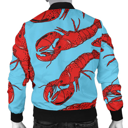Lobster Red Pattern Print Design 03 Men Bomber Jacket