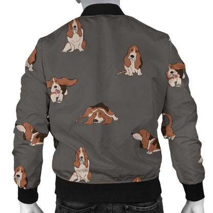 Basset Hound Pattern Print Design 03 Men Bomber Jacket