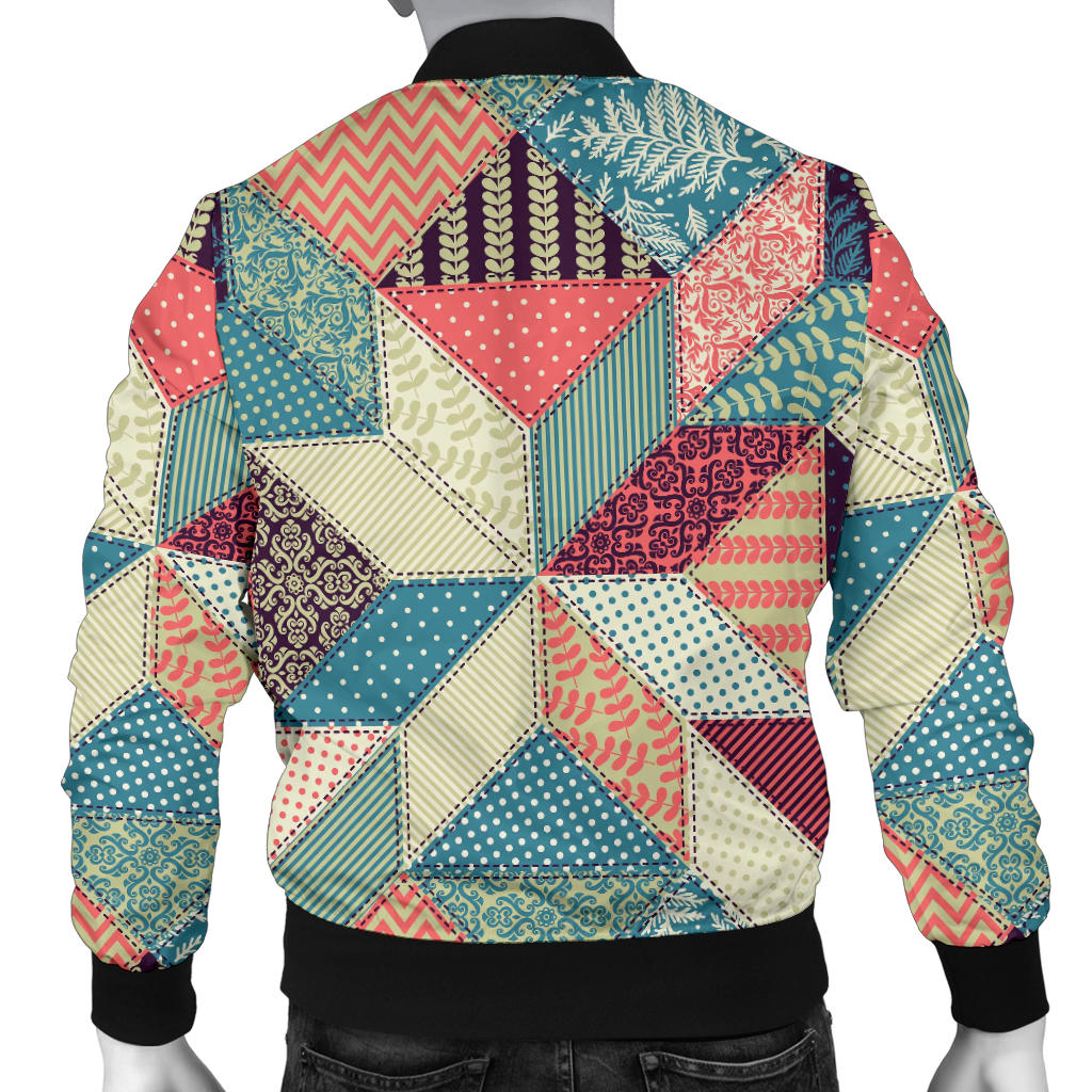 Patchwork Pattern Print Design 02 Men Bomber Jacket