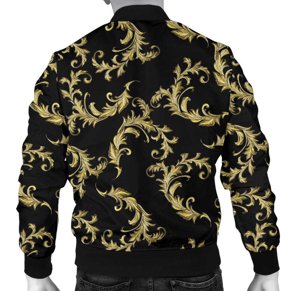 Baroque Golden Pattern Print Design 01 Men Bomber Jacket
