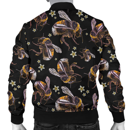 Bee Pattern Print Design 04 Men Bomber Jacket
