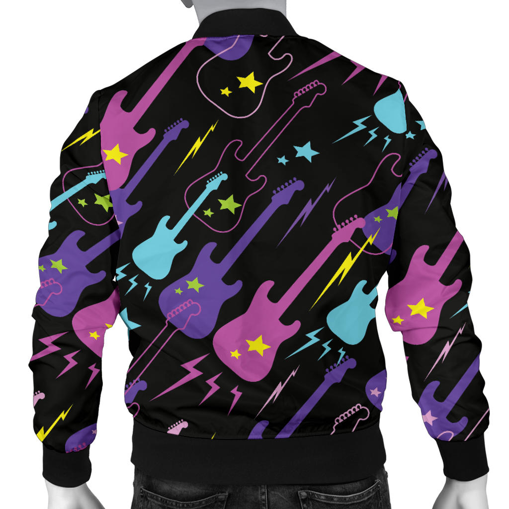 Electric Guitar Pattern Print Design 02 Men Bomber Jacket