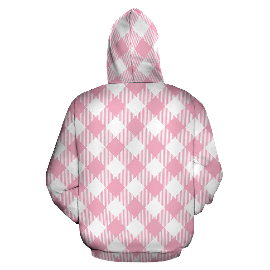 Gingham Pink Pattern Print Design 02 Pullover Hoodie
