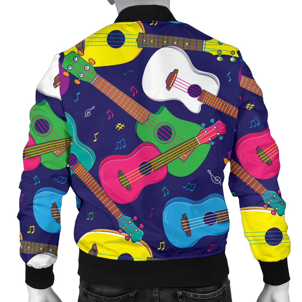 Ukulele Pattern Print Design 02 Men Bomber Jacket