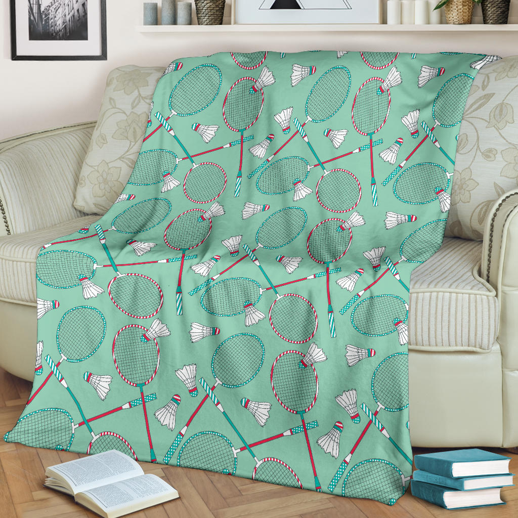 Badminton Pattern Print Design 05 Premium Blanket