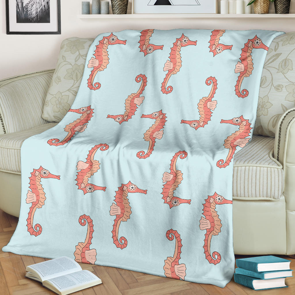 SeaHorse Pattern Print Design 01 Premium Blanket