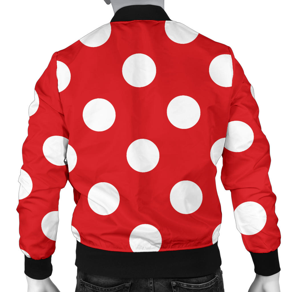 Polka Dot Red Pattern Print Design 04 Men Bomber Jacket