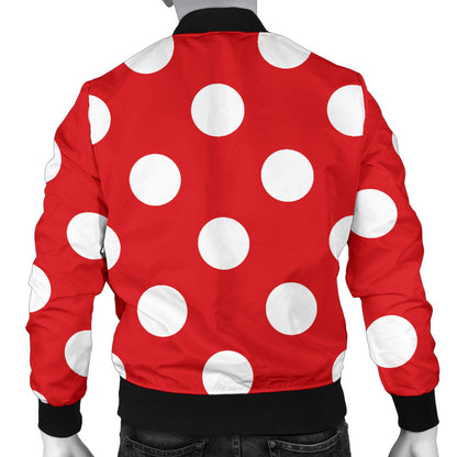 Polka Dot Red Pattern Print Design 04 Men Bomber Jacket