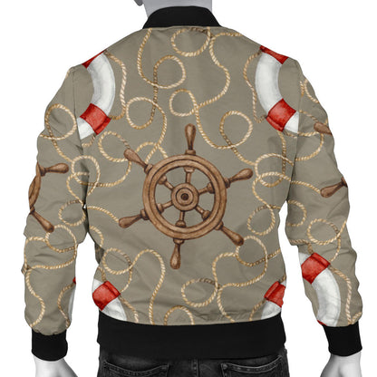 Nautical Pattern Print Design A02 Men Bomber Jacket