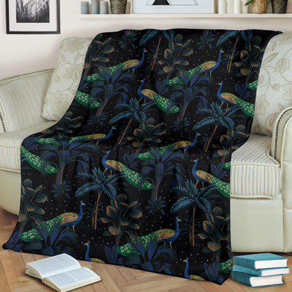 Rainforest Peacock Pattern Print Design A04 Premium Blanket