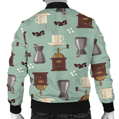 Coffee Pattern Print Design 04 Men Bomber Jacket