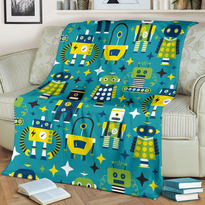 Robot Pattern Print Design A02 Premium Blanket