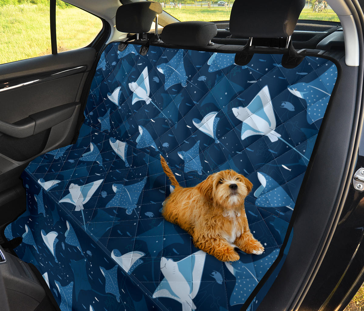 Manta Ray Pattern Print Design 02 Rear Dog Car Seat Cover Hammock