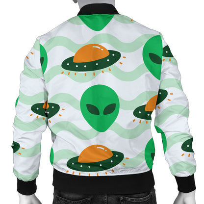 Alien UFO Pattern Print Design 04 Men Bomber Jacket