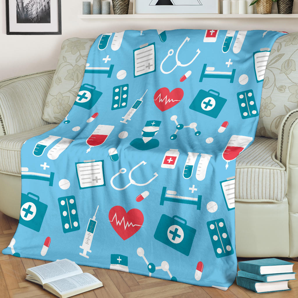 Nurse Pattern Print Design A03 Premium Blanket