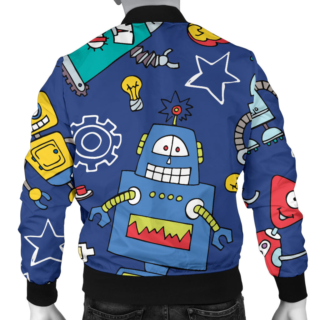Robot Pattern Print Design A03 Men Bomber Jacket
