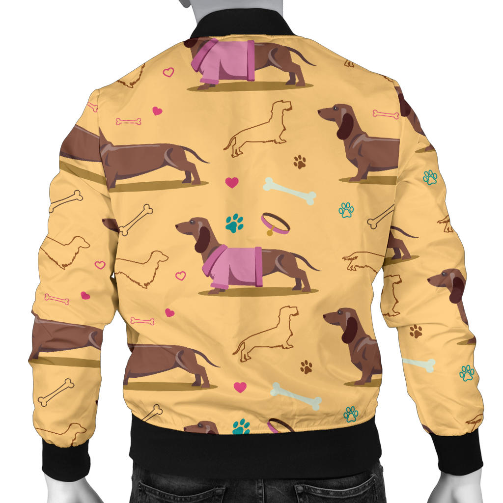 Dachshund Pattern Print Design 07 Men Bomber Jacket