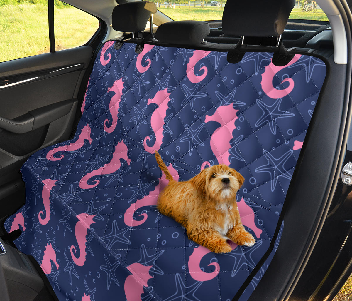 SeaHorse Pink Pattern Print Design 02 Rear Dog Car Seat Cover Hammock