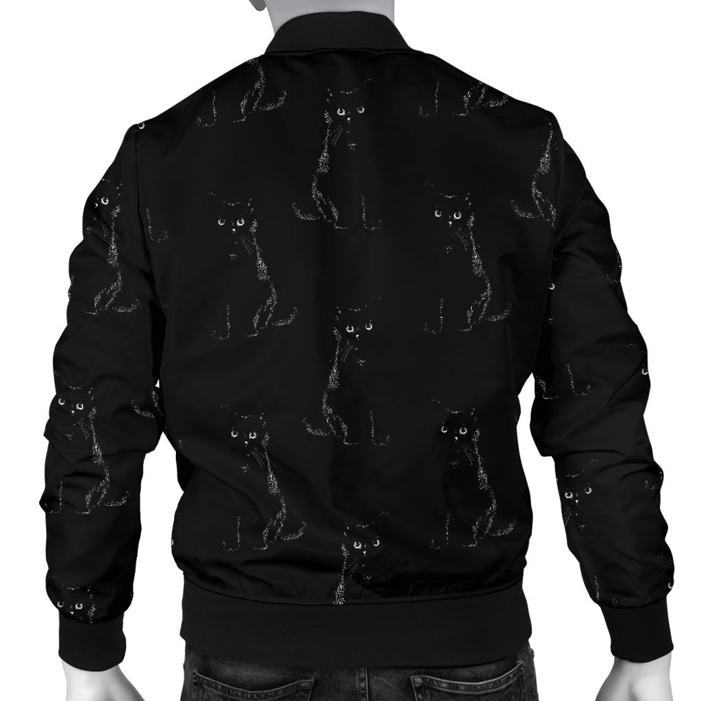 Black Cat Pattern Print Design 03 Men Bomber Jacket