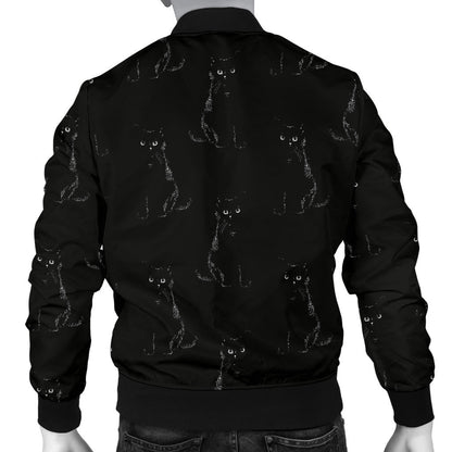 Black Cat Pattern Print Design 03 Men Bomber Jacket