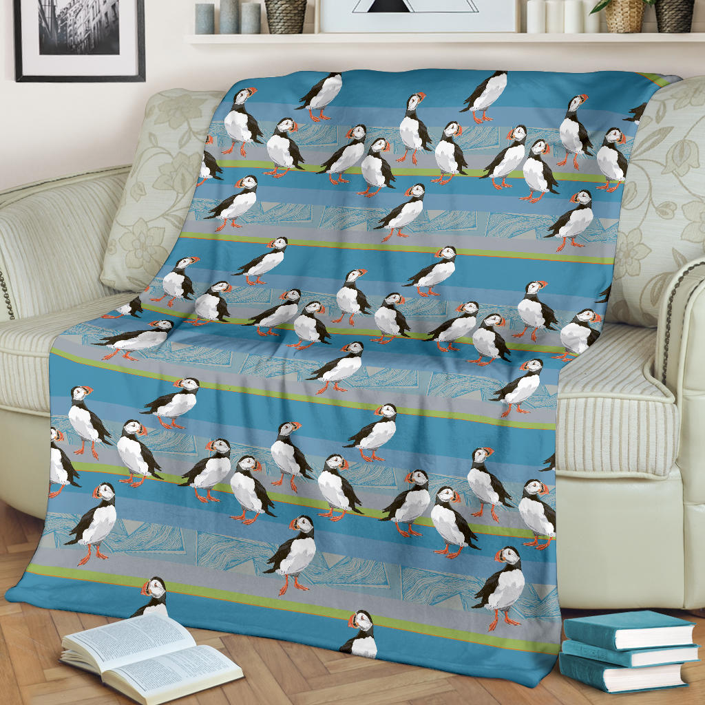 Puffin Pattern Print Design A01 Premium Blanket