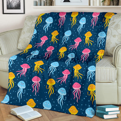 Jellyfish Pattern Print Design 04 Premium Blanket