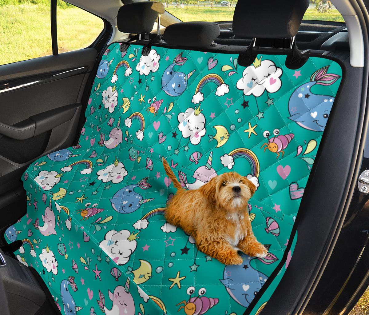 Narwhal Pattern Print Design 04 Rear Dog Car Seat Cover Hammock