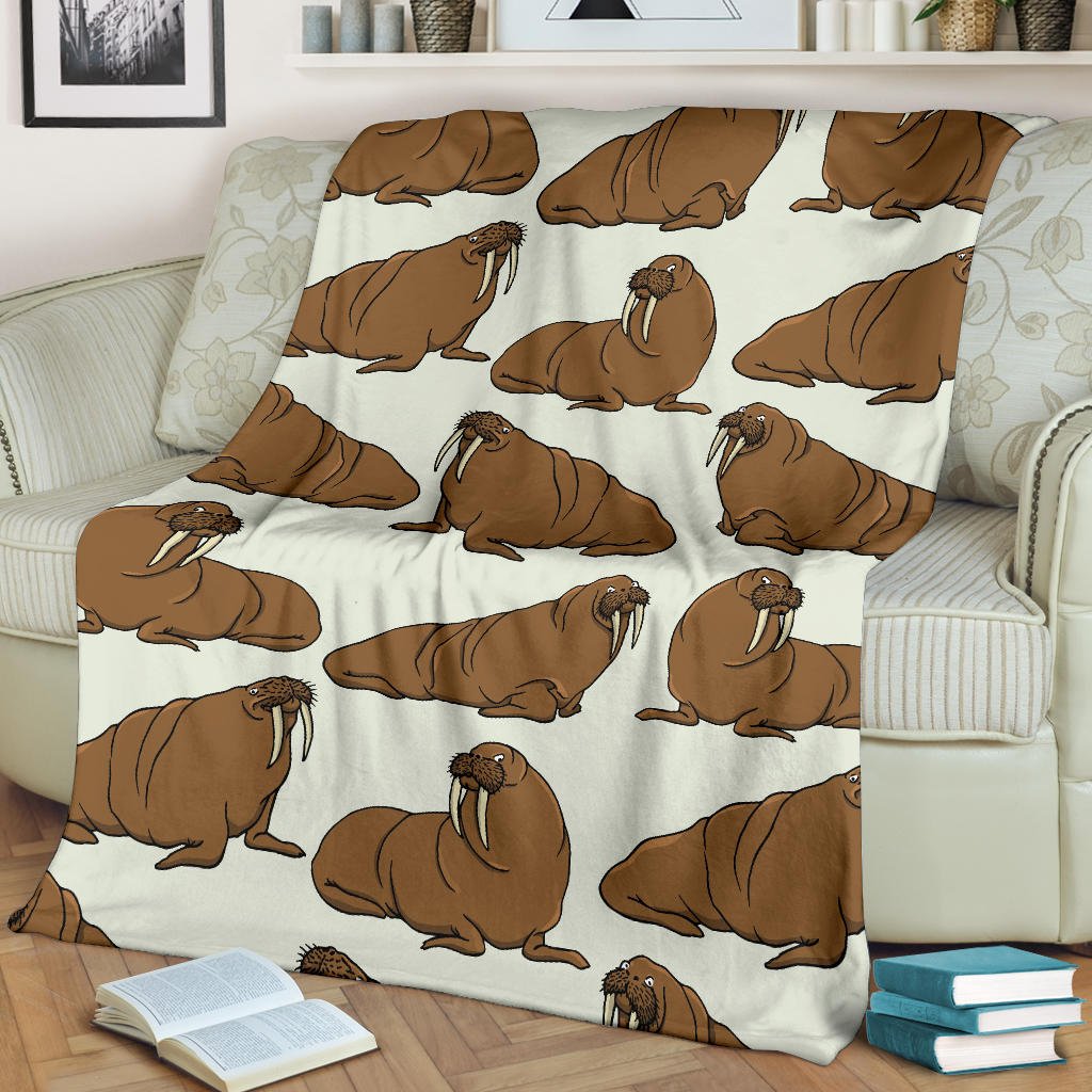 Walrus Pattern Print Design 03 Premium Blanket