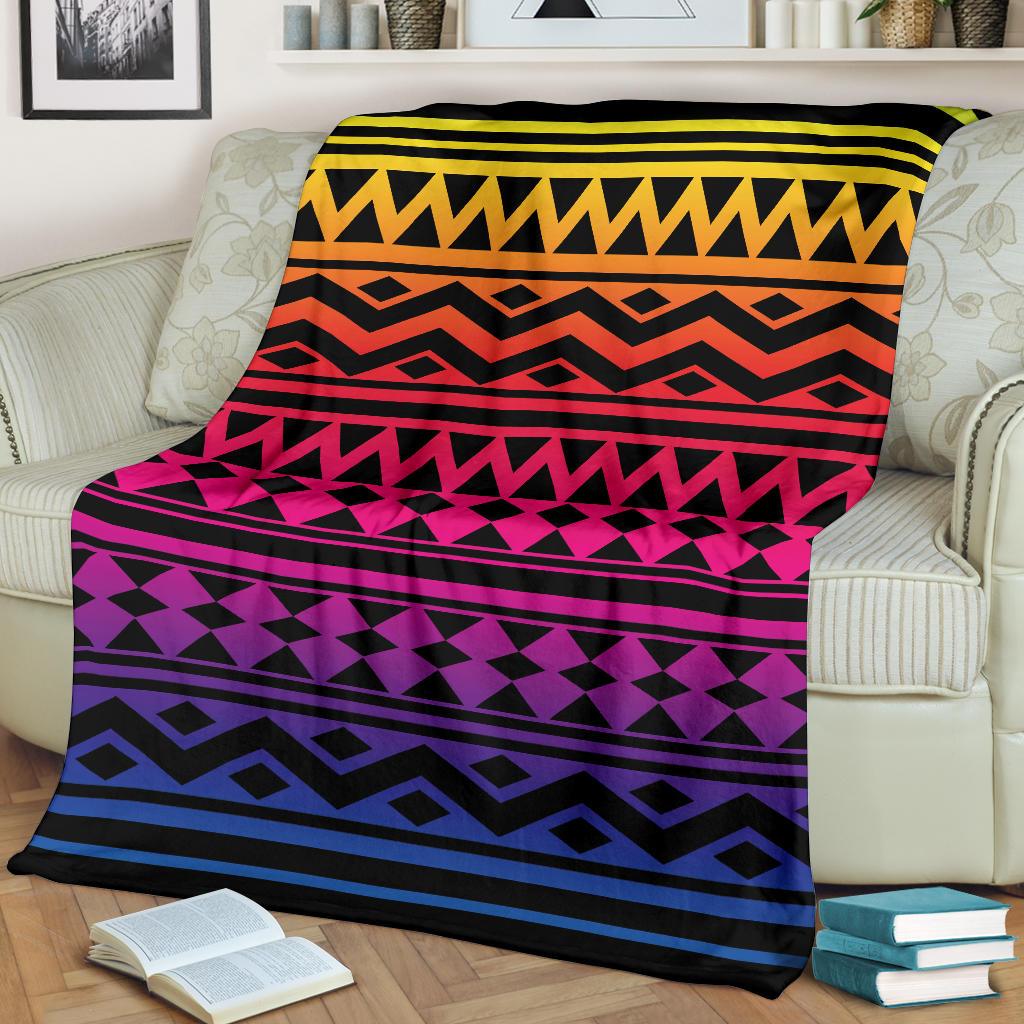 Rainbow Tribal Pattern Print Design A02 Premium Blanket