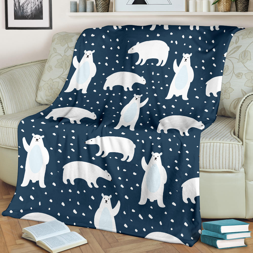 Polar Bear Pattern Print Design A02 Premium Blanket