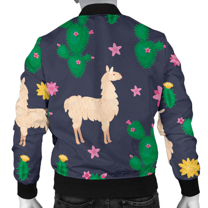 Llama Cactus Pattern Print Design 012 Men Bomber Jacket