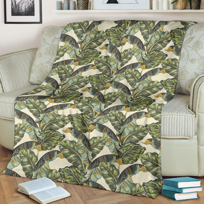 Banana Leaf Pattern Print Design 04 Premium Blanket