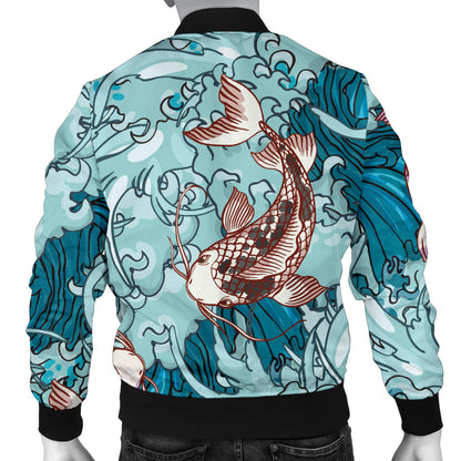 KOI Fish Pattern Print Design 05 Men Bomber Jacket