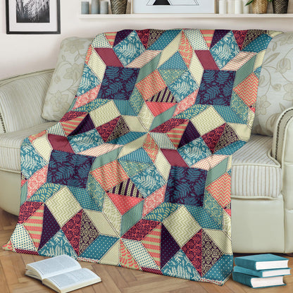 Patchwork Pattern Print Design 02 Premium Blanket