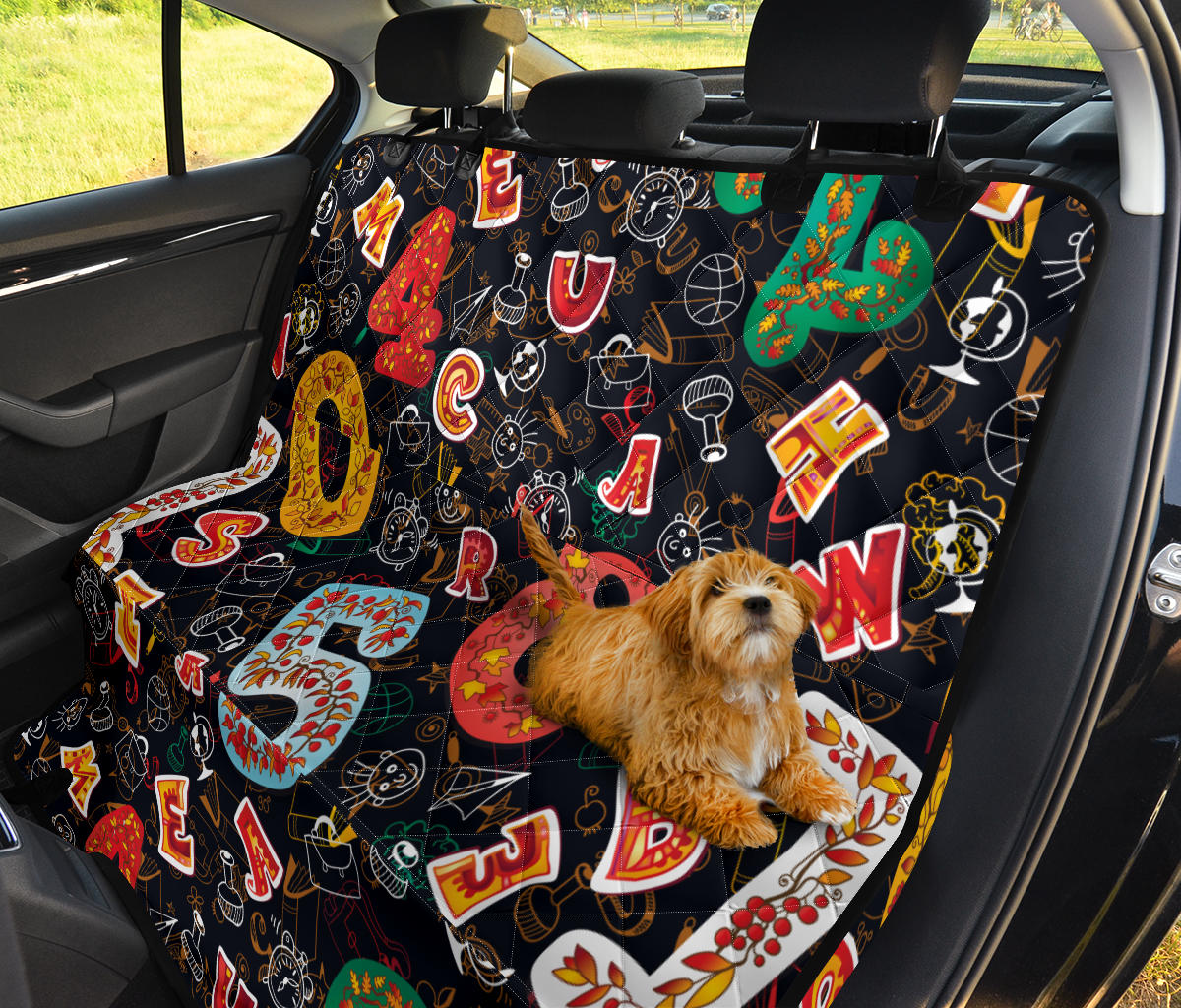 Number Pattern Print Design A03 Rear Dog Car Seat Cover Hammock