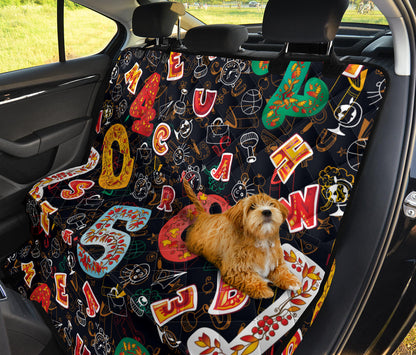 Number Pattern Print Design A03 Rear Dog Car Seat Cover Hammock