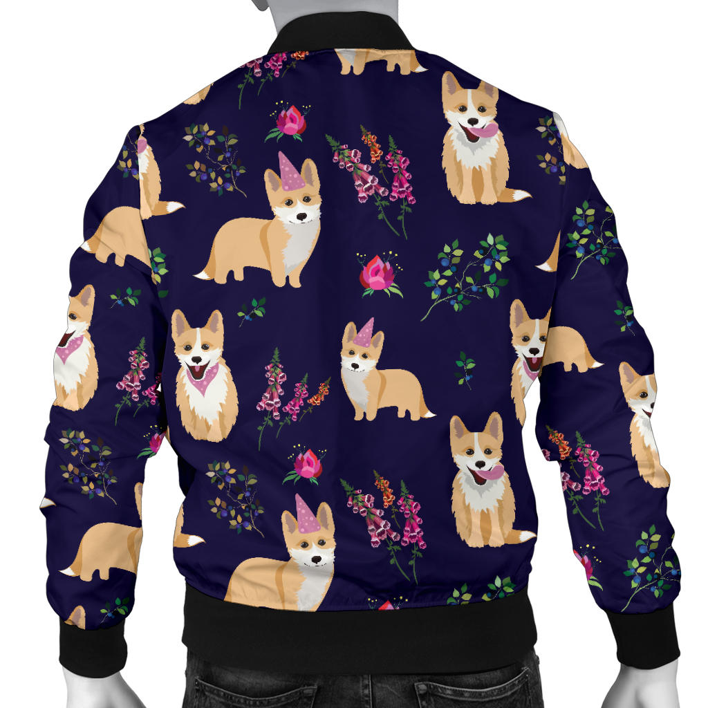 Pembroke Welsh Corgis Pattern Print Design A06 Men Bomber Jacket