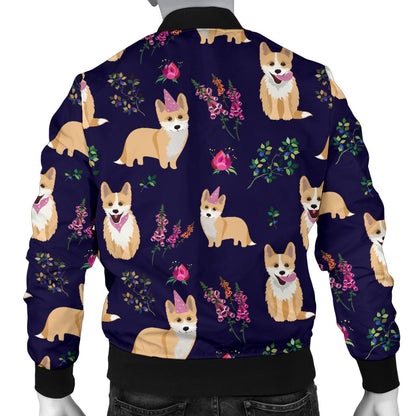 Pembroke Welsh Corgis Pattern Print Design A06 Men Bomber Jacket