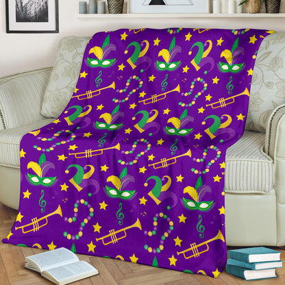 Mardi Gras Pattern Print Design 06 Premium Blanket