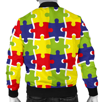 Autism Awareness Pattern Print Design 03 Men Bomber Jacket
