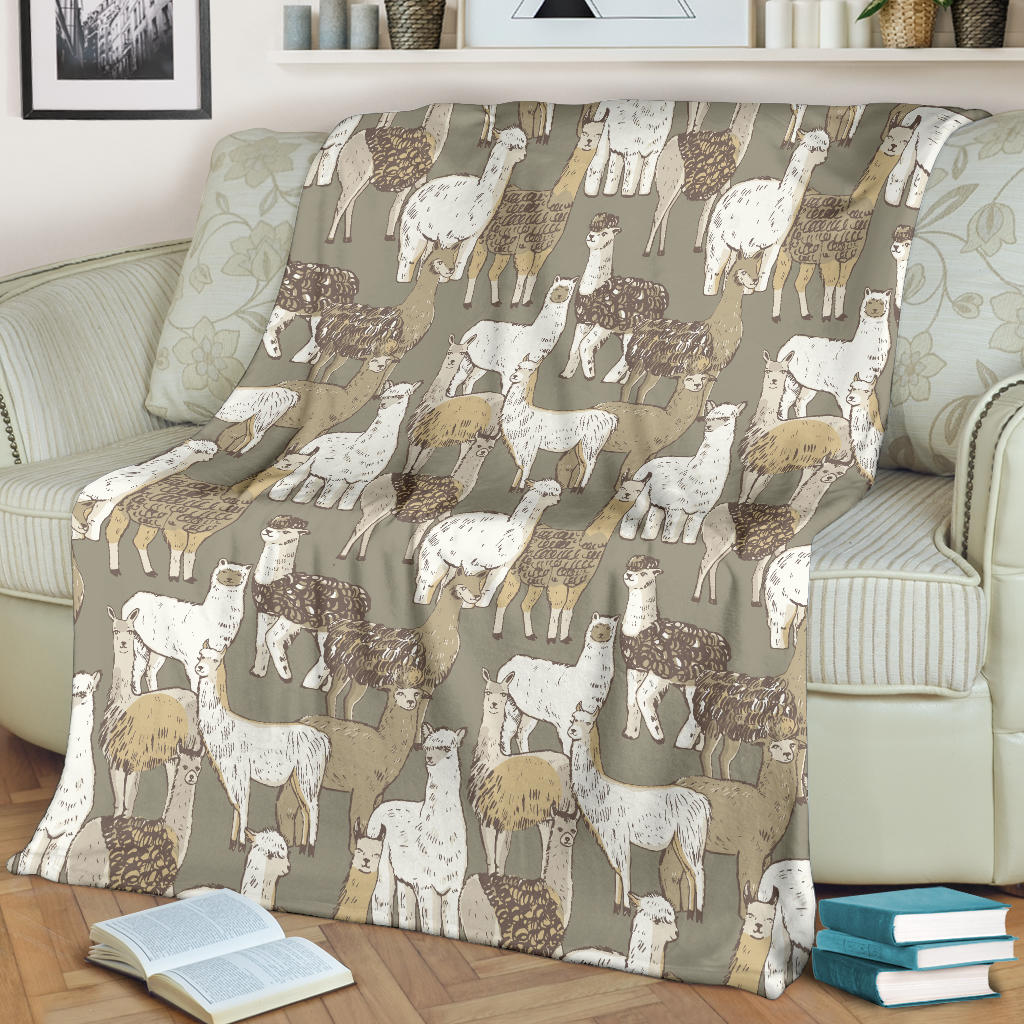 Alpaca Pattern Print Design 01 Premium Blanket
