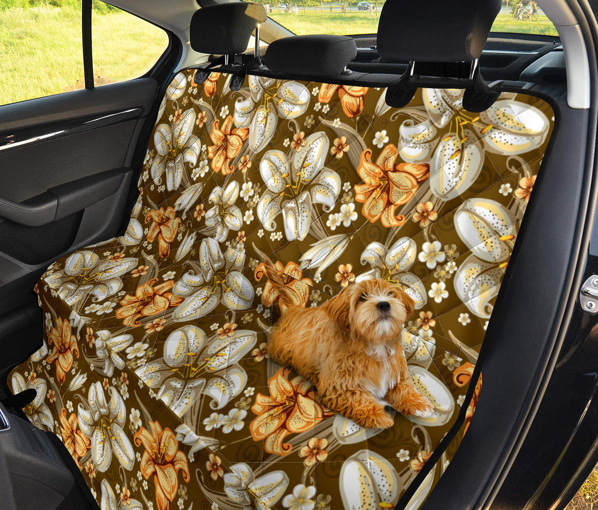 Lily Pattern Print Design 01 Rear Dog Car Seat Cover Hammock