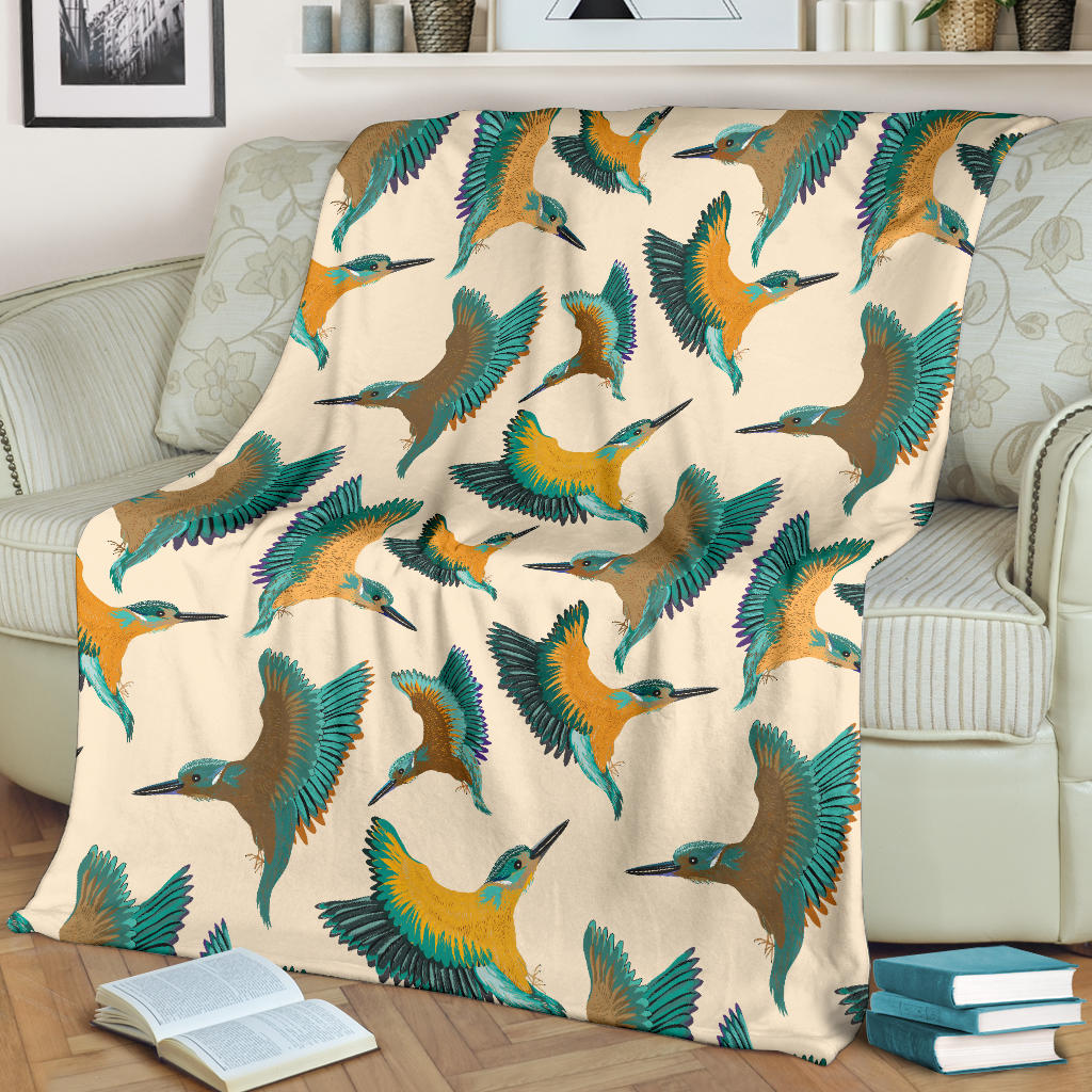 Kingfisher Pattern Print Design 02 Premium Blanket