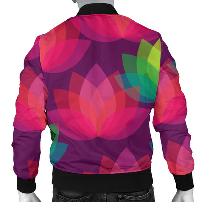 Lotus Pattern Print Design 02 Men Bomber Jacket