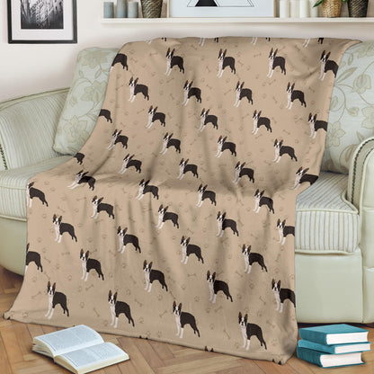 Boston Terrier Pattern Print Design 02 Premium Blanket